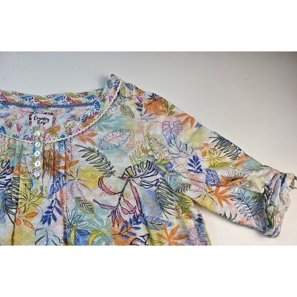 Country rose size 18 womens plus floral Lightweight colorful blouse top EUC ^ - Picture 5 of 9